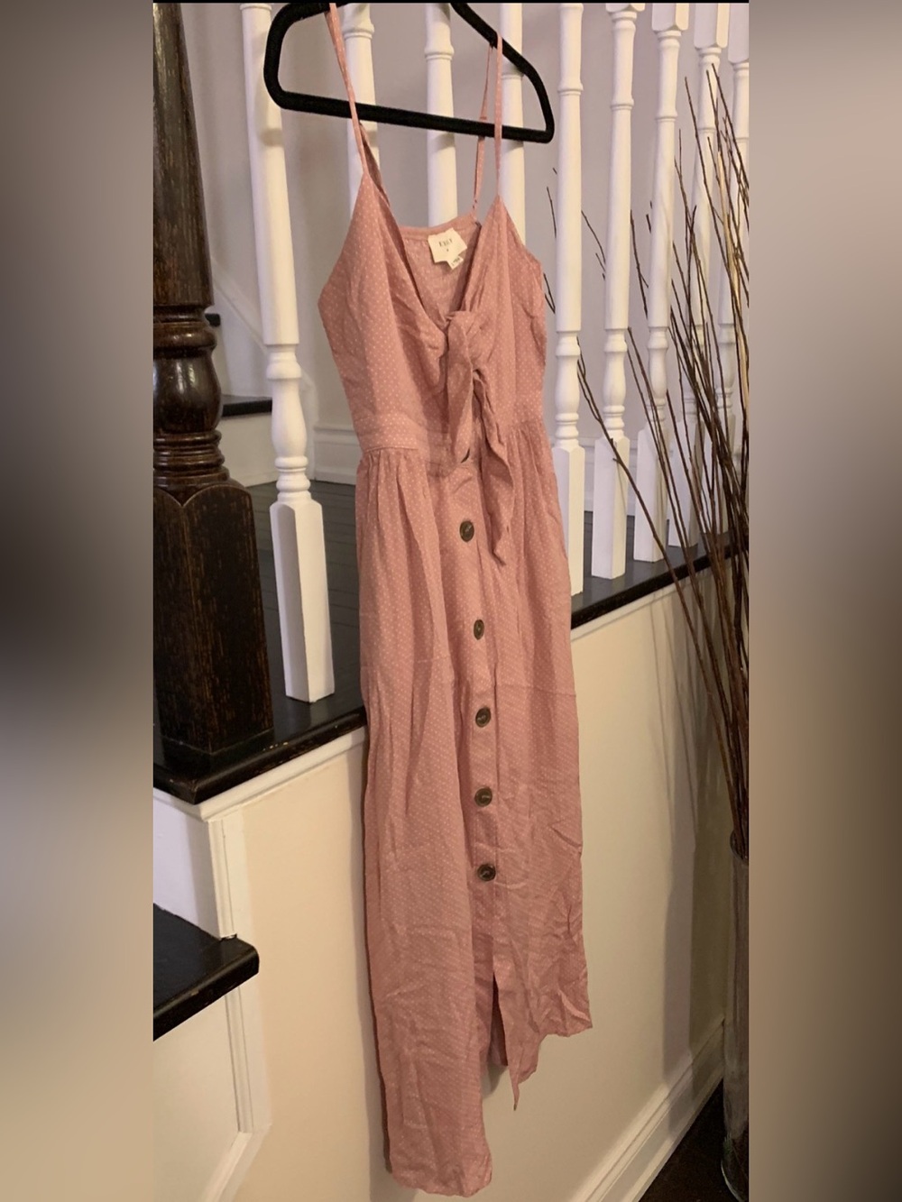Everly Dusty Rose Button-Front Maxi Dress